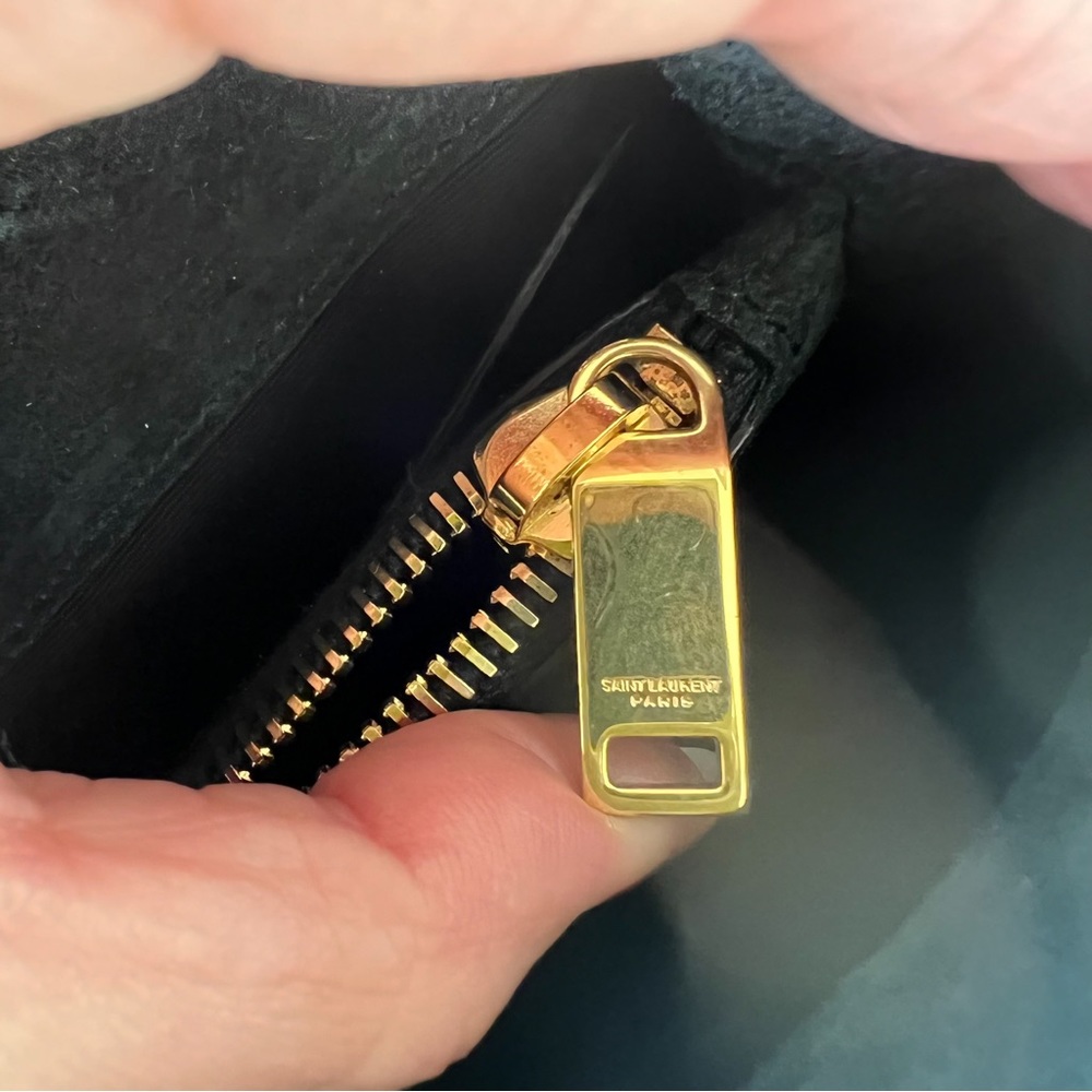 Saint Laurent (YSL) Black and Gold Patent Shoulder Bag -Worn 1X - Picture 16 of 16